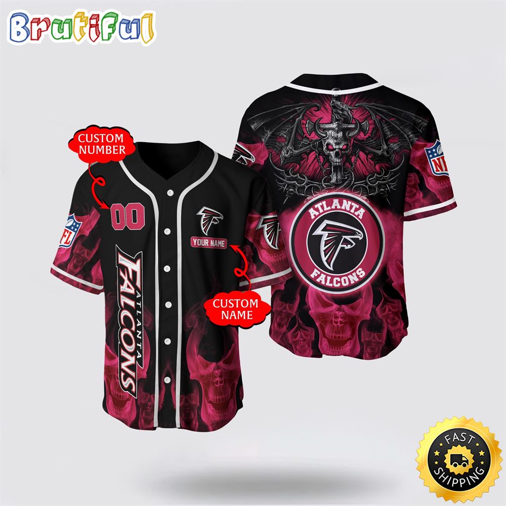 Nfl Atlanta Falcons Baseball Jersey 3D Personalized Skull Customization Options Available