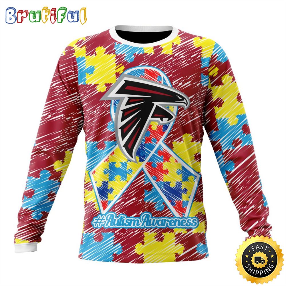 Nfl Atlanta Falcons Crewneck Sweatshirt Puzzle Autism Awareness Unisex Sweatshirt
