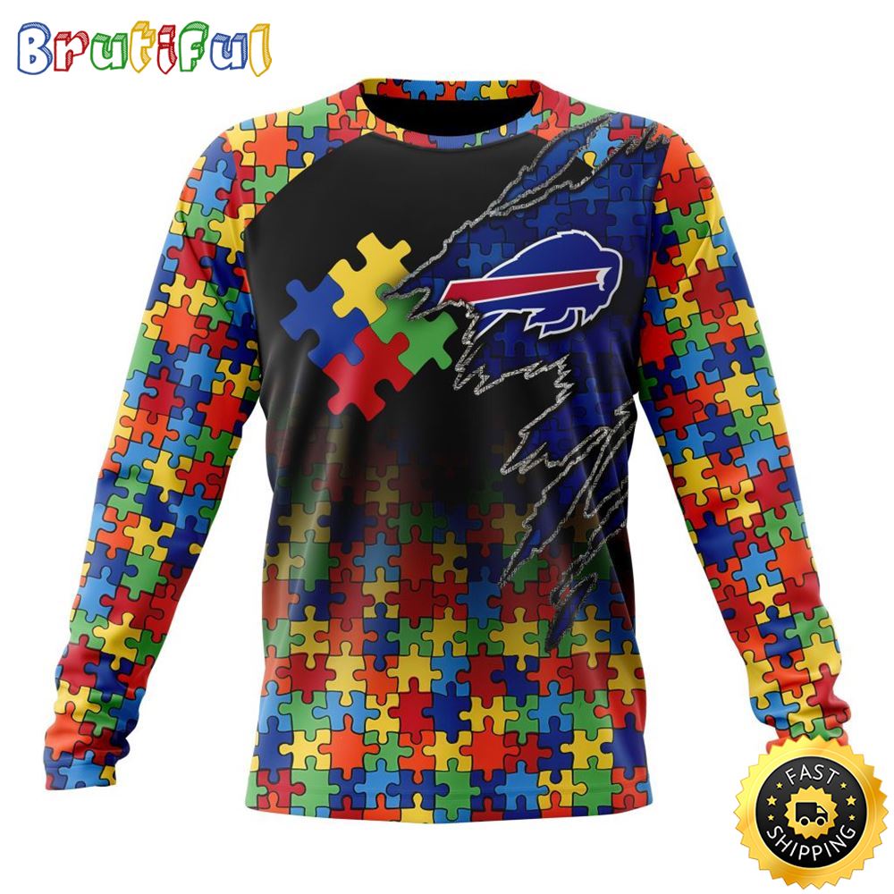 Nfl Buffalo Bills Crewneck Sweatshirt Autism Awareness Design Gifts For Survivors