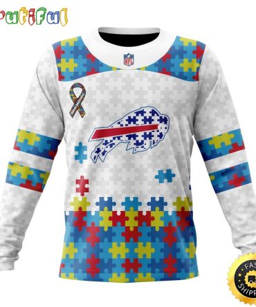 Nfl Buffalo Bills Crewneck Sweatshirt Autism Awareness Design Your Team In Style