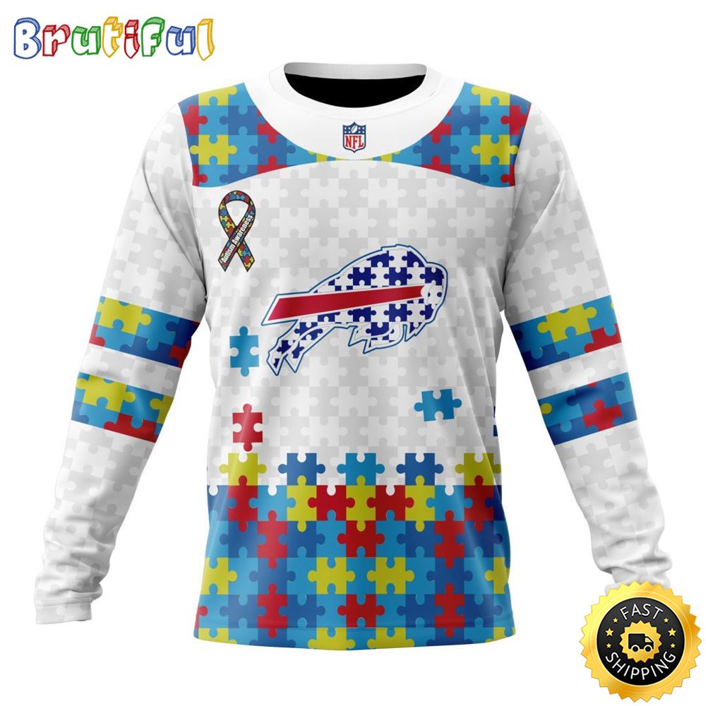 Nfl Buffalo Bills Crewneck Sweatshirt Autism Awareness Design Your Team In Style