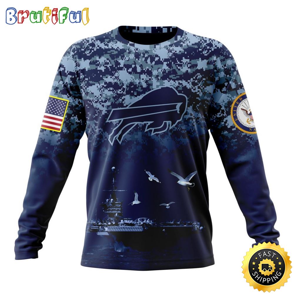 Nfl Buffalo Bills Crewneck Sweatshirt Honor Us Navy Veterans Stylish Gear For Fans