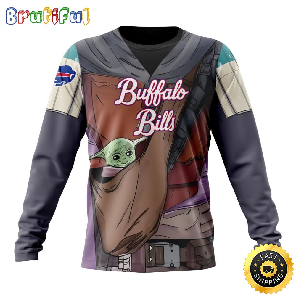 Nfl Buffalo Bills Crewneck Sweatshirt Specialized Mandalorian And Baby Yoda Gifts For Football Fans