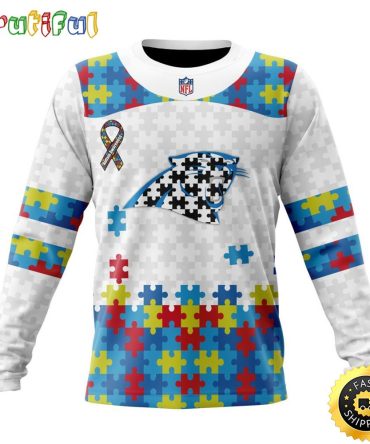 Nfl Carolina Panthers Crewneck Sweatshirt Autism Awareness Design Your Team In Style