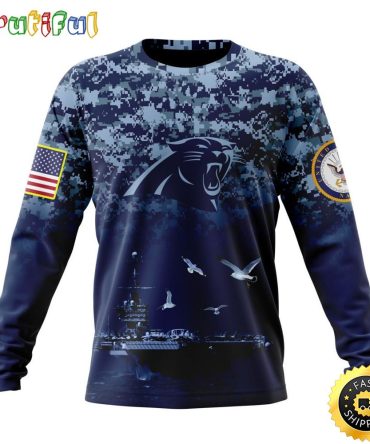 Nfl Carolina Panthers Crewneck Sweatshirt Honor Us Navy Veterans Stylish Gear For Fans