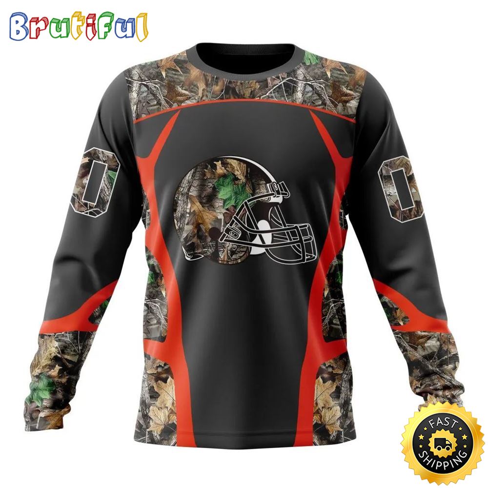 Nfl Cleveland Browns Crewneck Sweatshirt Camo Hunting Design Stylish Gear For Fans