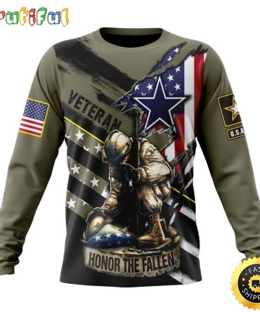Nfl Dallas Cowboys Crewneck Sweatshirt Honor Veterans Kneeling Soldier Gifts For Football Fans