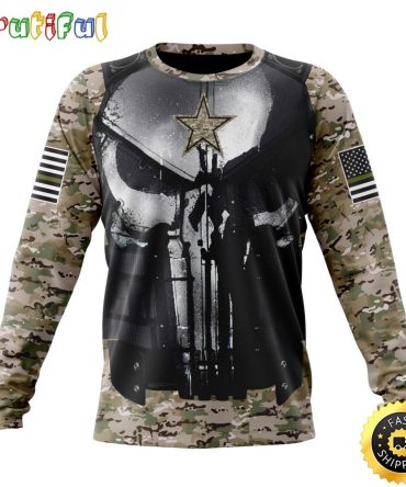 Nfl Dallas Cowboys Crewneck Sweatshirt Punisher Skull Camo Veteran Kits Represent Your Team