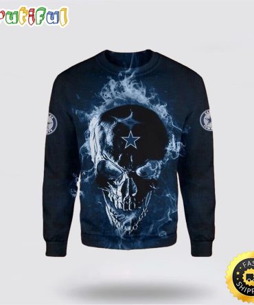 Nfl Dallas Cowboys Crewneck Sweatshirt Skull Halloween Show Team Spirit