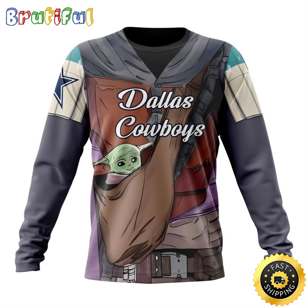 Nfl Dallas Cowboys Crewneck Sweatshirt Specialized Mandalorian And Baby Yoda Gifts For Football Fans