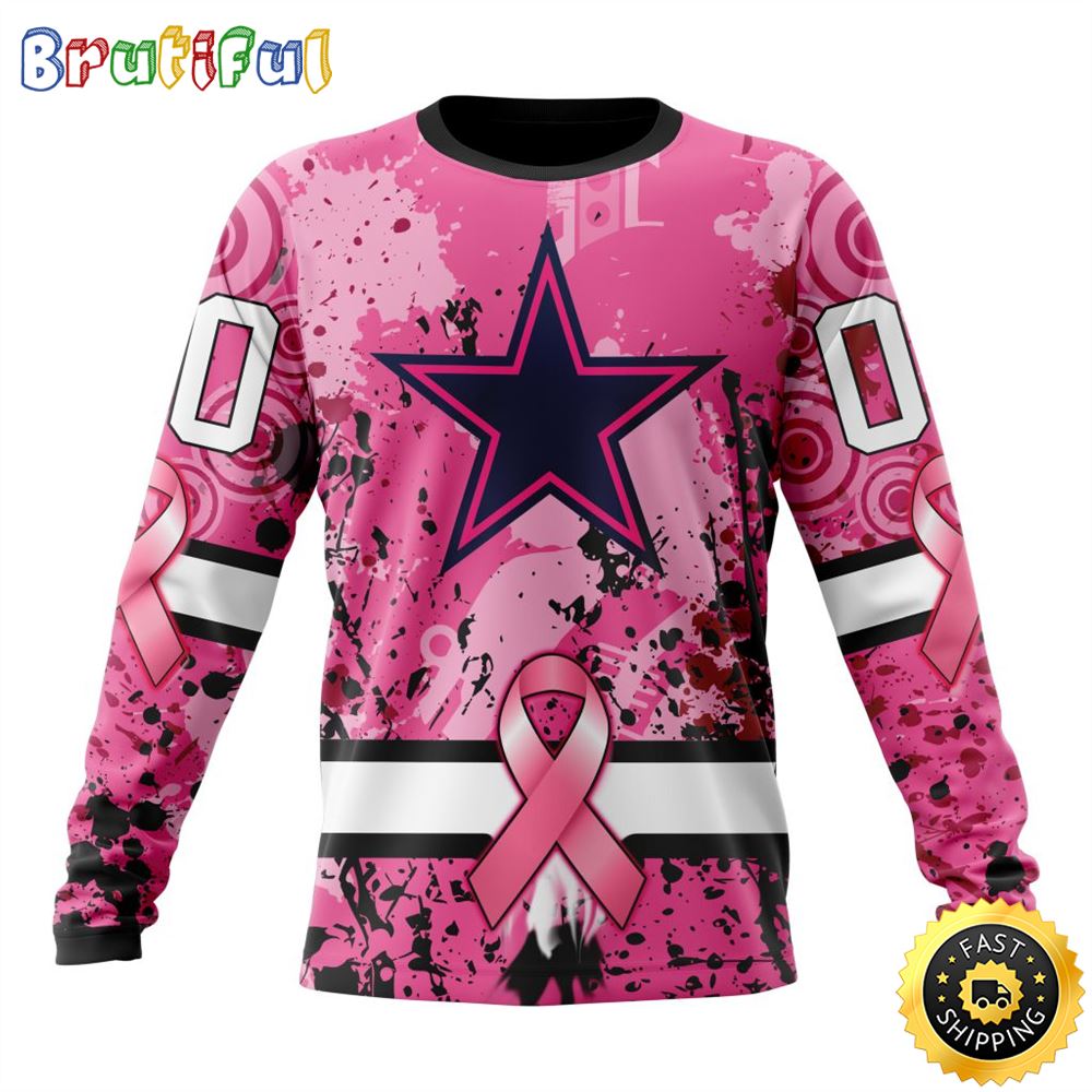 Nfl Dallas Cowboysls Crewneck Sweatshirt I Pink I Can In October We Wear Pink Breast Cancer Gift For Football Fans