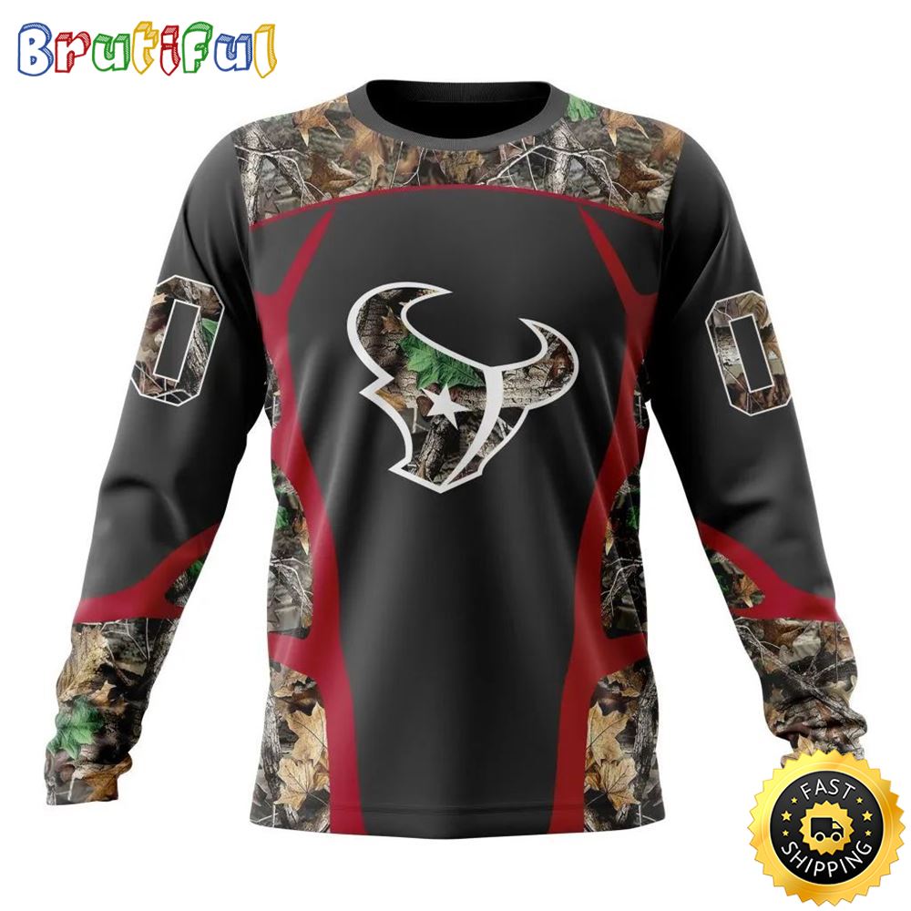 Nfl Houston Texans Crewneck Sweatshirt Camo Hunting Design Stylish Gear For Fans