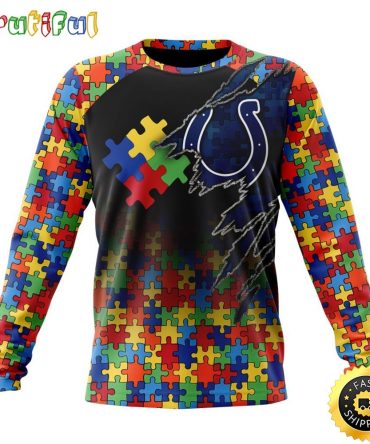 Nfl Indianapolis Colts Crewneck Sweatshirt Autism Awareness Design Gifts For Survivors