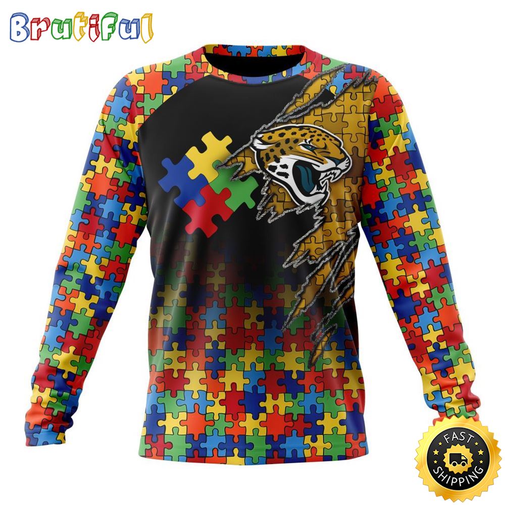 Nfl Jacksonville Jaguars Crewneck Sweatshirt Autism Awareness Design Gifts For Survivors