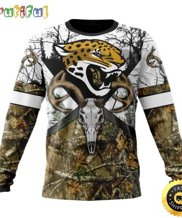 Nfl Jacksonville Jaguars Crewneck Sweatshirt Deer Skull And Forest Pattern Represent Your Team