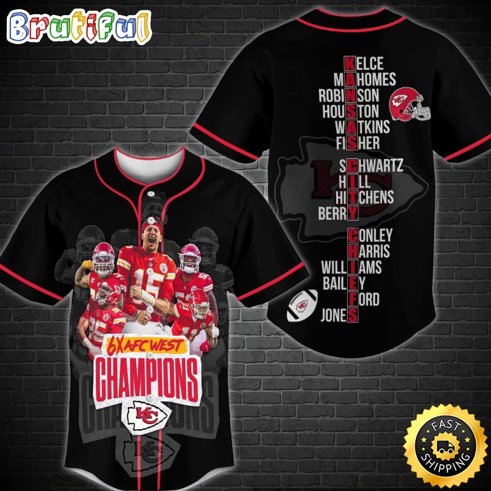 Nfl Kansas City Chiefs Baseball Jersey Afc West Division Champions