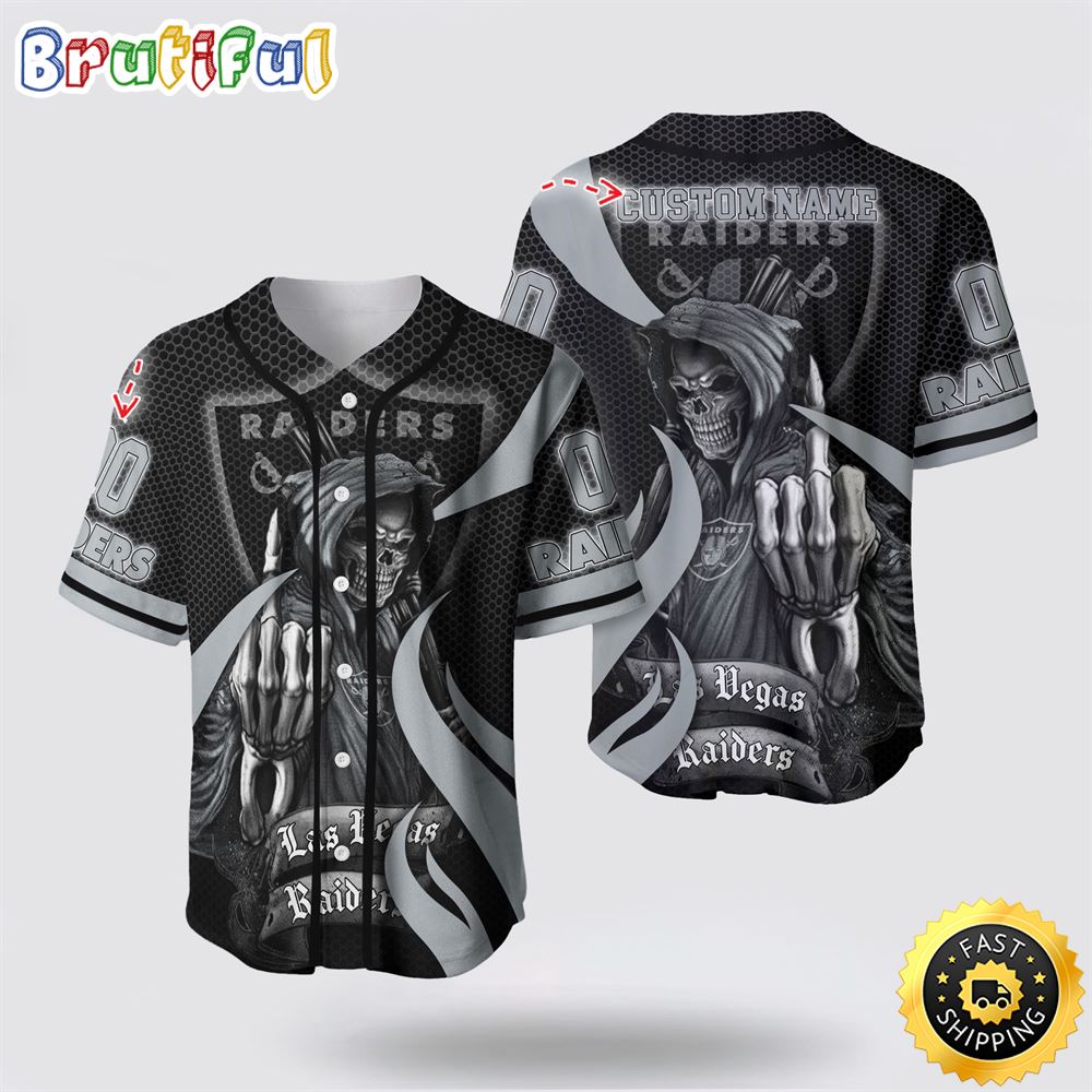 Nfl Las Vegas Raiders Baseball Jersey 3D Personalized Skull Gear Up For Game Day