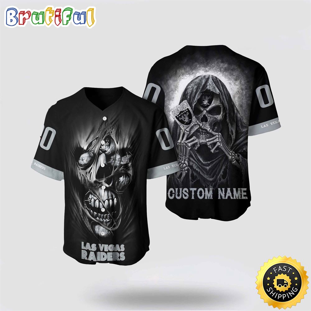 Nfl Las Vegas Raiders Baseball Jersey 3D Personalized Skull Stay Cozy And Stylish