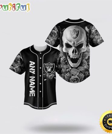 Nfl Las Vegas Raiders Baseball Jersey 3D Personalized Skull Top Quality Fan Apparel