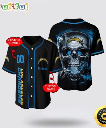 Nfl Los Angeles Chargers Baseball Jersey 3D Personalized Skull Embrace Fashion And Team Spirit