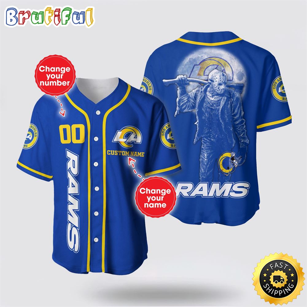 Nfl Los Angeles Rams Baseball Jersey 3D Personalized Skull Score Big With Team Spirit