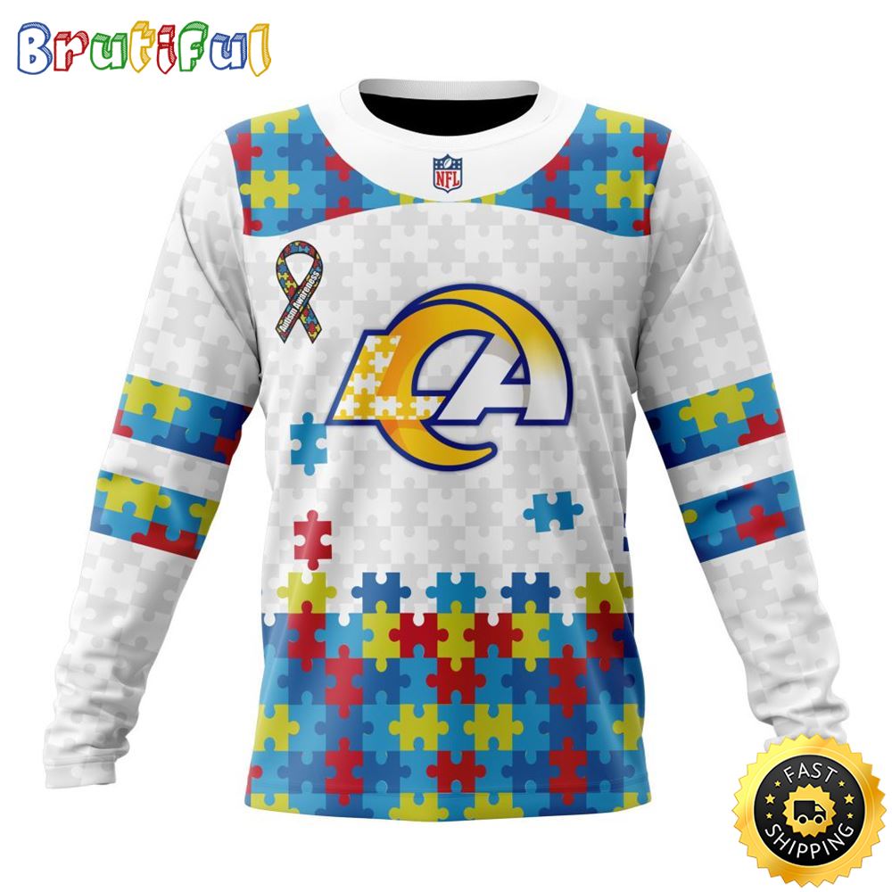 Nfl Los Angeles Rams Crewneck Sweatshirt Autism Awareness Design Your Team In Style