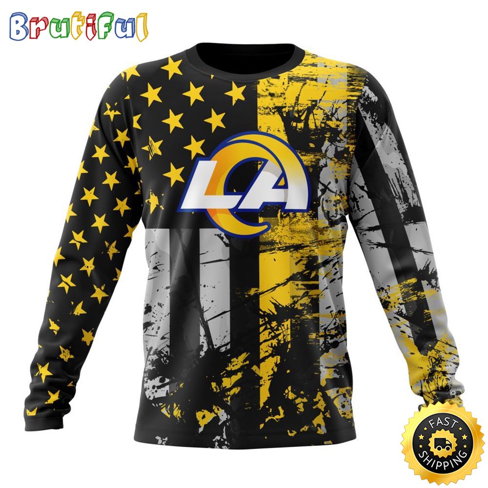 Nfl Los Angeles Rams Crewneck Sweatshirt Classic Grunge American Flag Stylish Warmth For Fans