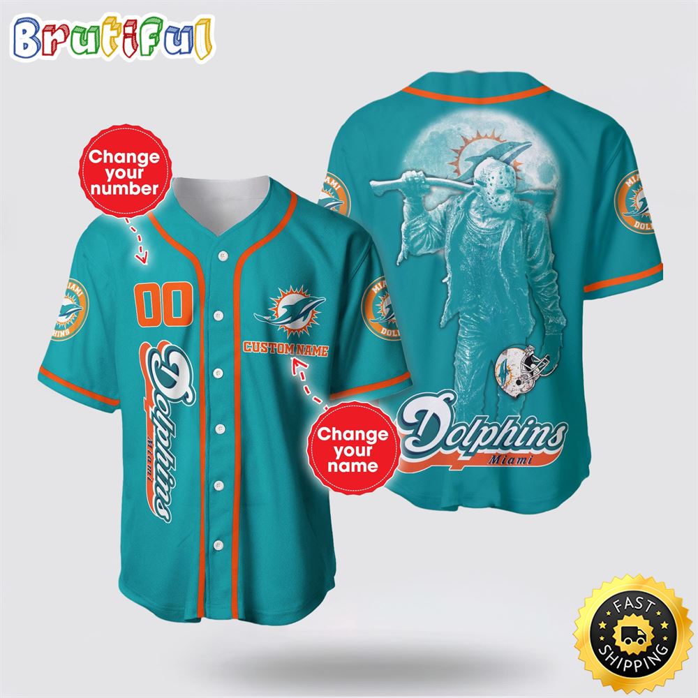 Nfl Miami Dolphins Baseball Jersey 3D Personalized Skull Score Big With Team Spirit