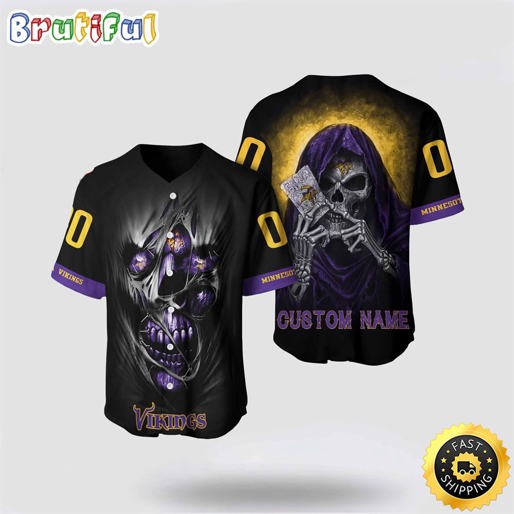 Nfl Minnesota Vikings Baseball Jersey 3D Personalized Skull Stay Cozy And Stylish