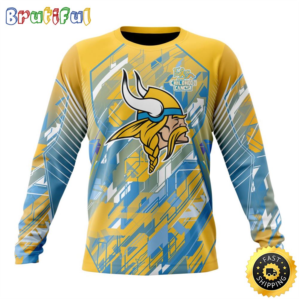 Nfl Minnesota Vikings Crewneck Sweatshirt Fearless Against Childhood Cancers Gift For Football Fans
