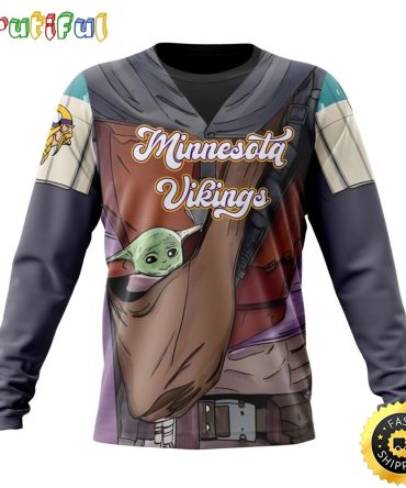 Nfl Minnesota Vikings Crewneck Sweatshirt Specialized Mandalorian And Baby Yoda Gifts For Football Fans