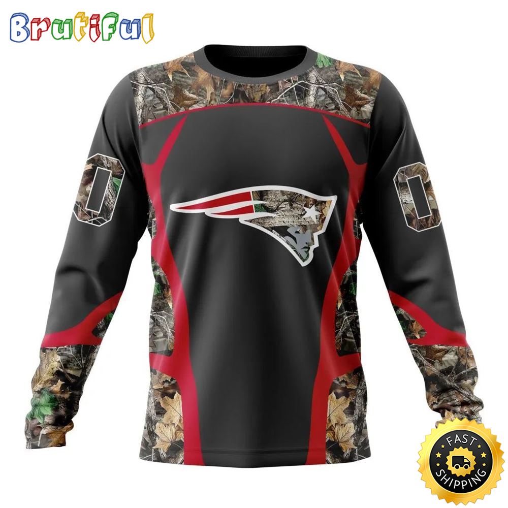 Nfl New England Patriots Crewneck Sweatshirt Camo Hunting Design Stylish Gear For Fans