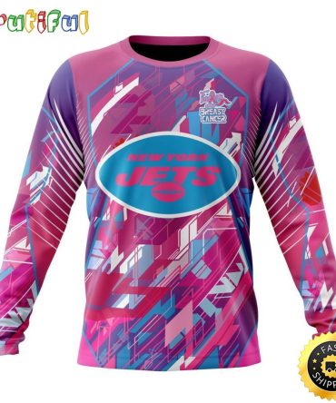 Nfl New York Jets I Pink Crewneck Sweatshirt I Can Fearless Again Breast Cancer For Breast Cancer Survivors