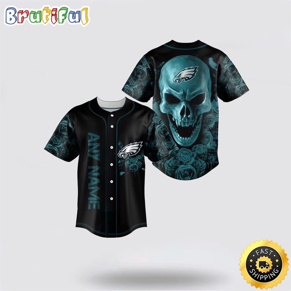 Nfl Philadelphia Eagles Baseball Jersey 3D Personalized Skull Top Quality Fan Apparel