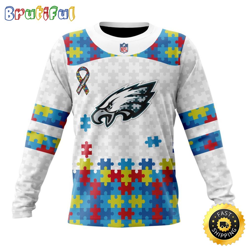 Nfl Philadelphia Eagles Crewneck Sweatshirt Autism Awareness Design Your Team In Style