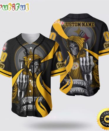 Nfl Pittsburgh Steelers Baseball Jersey 3D Personalized Skull Gear Up For Game Day