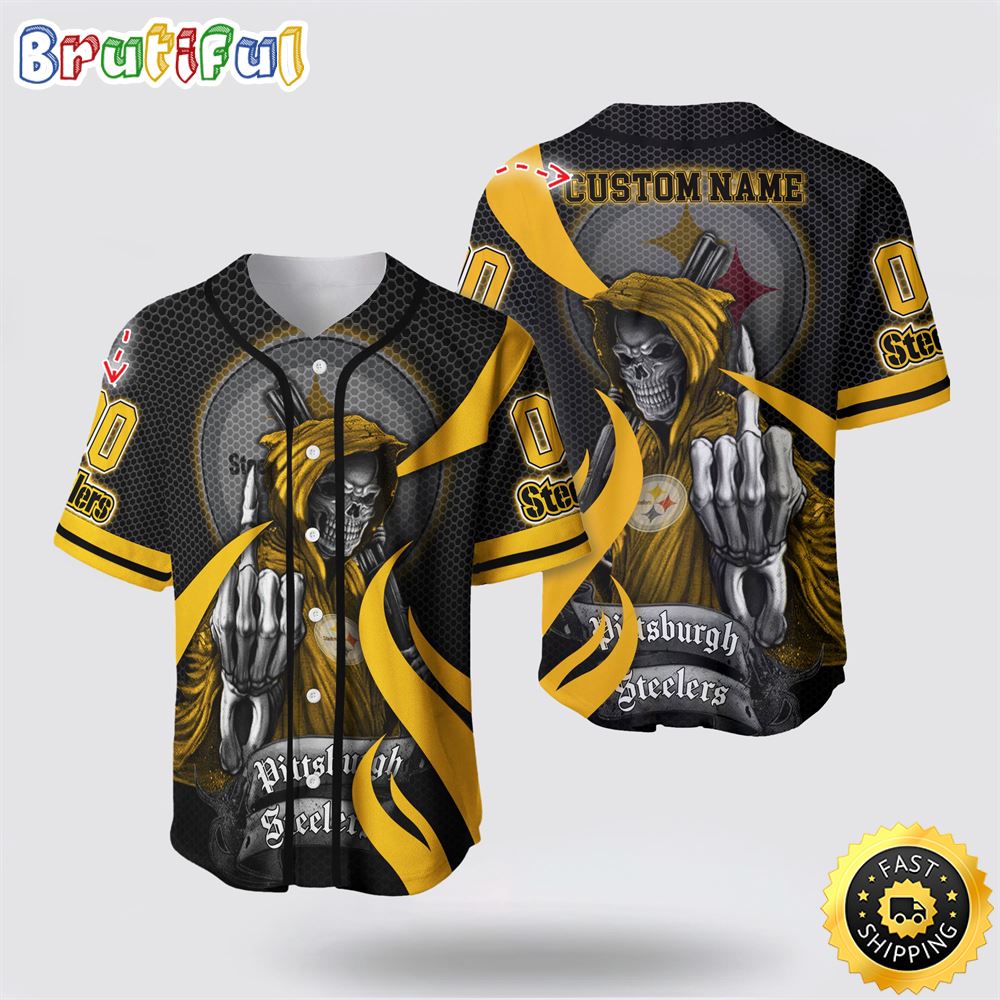 Nfl Pittsburgh Steelers Baseball Jersey 3D Personalized Skull Gear Up For Game Day