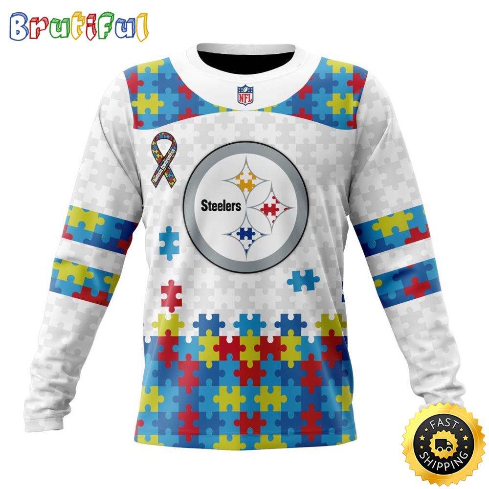 Nfl Pittsburgh Steelers Crewneck Sweatshirt Autism Awareness Design Your Team In Style