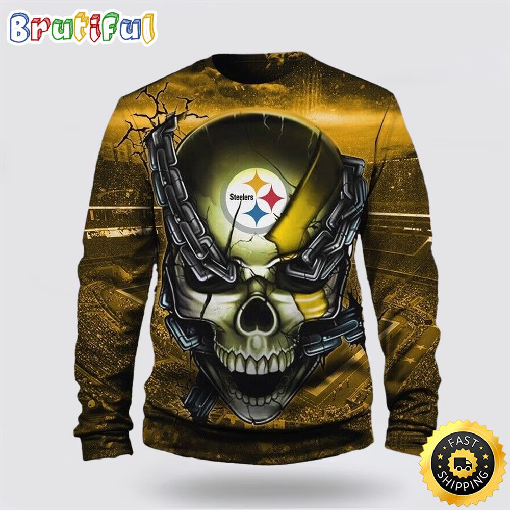 Nfl Pittsburgh Steelers Crewneck Sweatshirt Skull Halloween Elevate Stylish Team Apparel