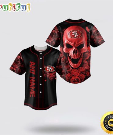 Nfl San Francisco 49Ers Baseball Jersey 3D Personalized Skull Top Quality Fan Apparel