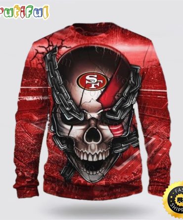 Nfl San Francisco 49Ers Crewneck Sweatshirt Skull Halloween Ultimate Fan Gear
