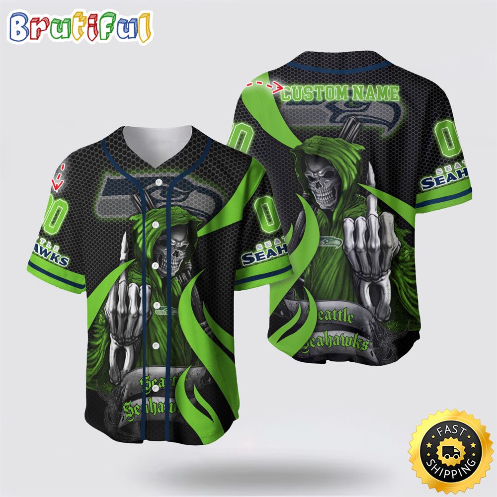 Nfl Seattle Seahawks Baseball Jersey 3D Personalized Skull Gear Up For Game Day