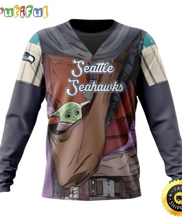 Nfl Seattle Seahawks Crewneck Sweatshirt Specialized Mandalorian And Baby Yoda Gifts For Football Fans