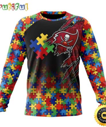 Nfl Tampa Bay Buccaneers Crewneck Sweatshirt Autism Awareness Design Gifts For Survivors