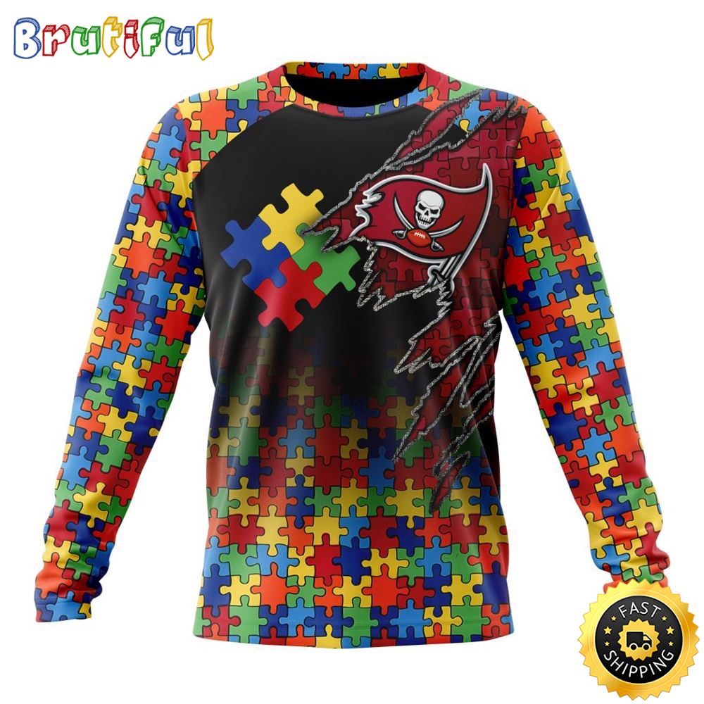 Nfl Tampa Bay Buccaneers Crewneck Sweatshirt Autism Awareness Design Gifts For Survivors