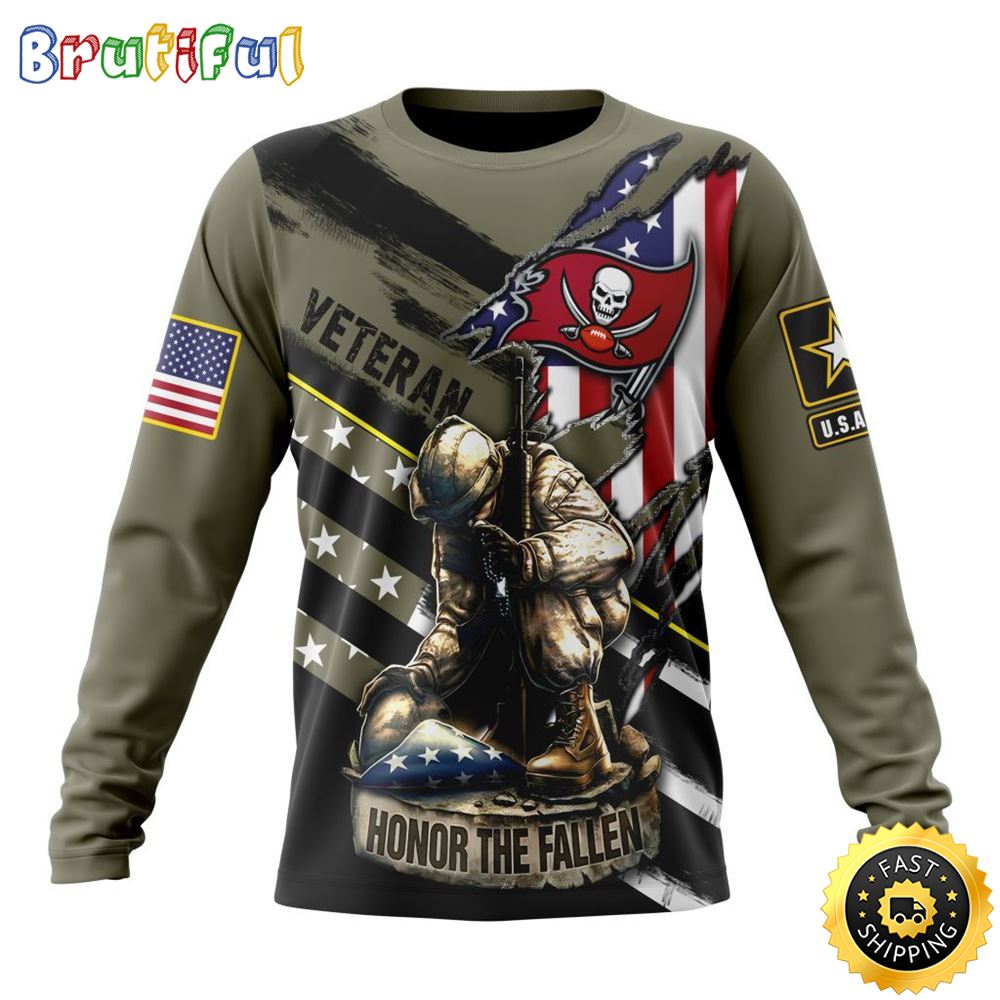 Nfl Tampa Bay Buccaneers Crewneck Sweatshirt Honor Veterans Kneeling Soldier Gifts For Football Fans