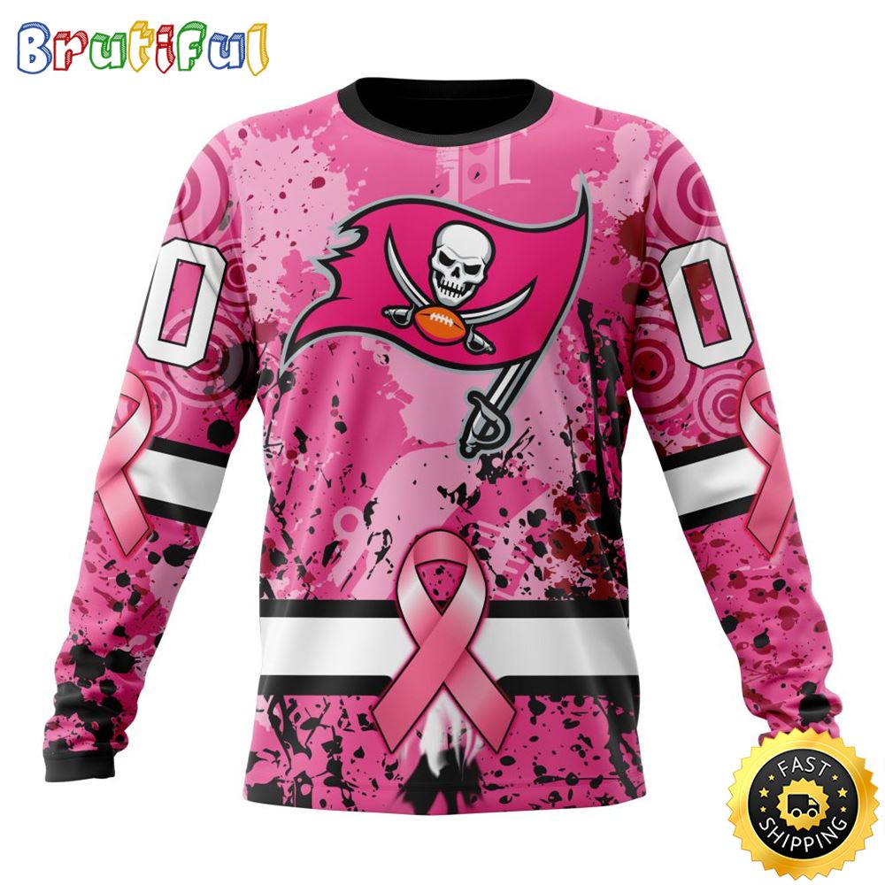 Nfl Tampa Bay Buccaneers Crewneck Sweatshirt I Pink I Can In October We Wear Pink Breast Cancer Gift For Football Fans