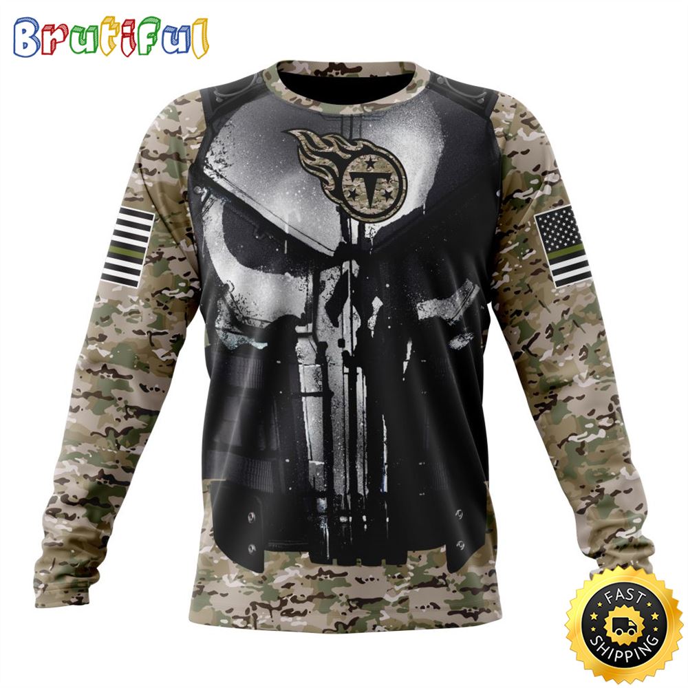 Nfl Tennessee Titans Crewneck Sweatshirt Punisher Skull Camo Veteran Kits Represent Your Team