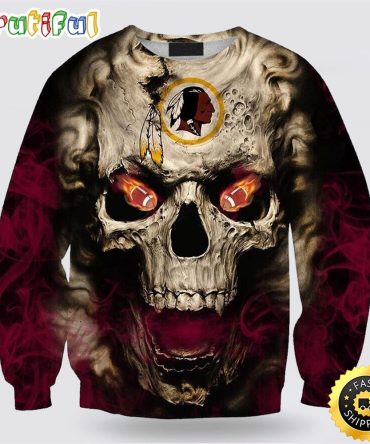 Nfl Washington Commanders Crewneck Sweatshirt Skull Halloween Your Team In Style