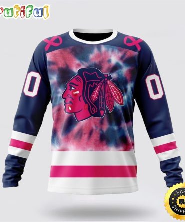 Personalized Nhl Chicago Blackhawks Crewneck Sweatshirt Special Pink October Fight Breast Cancer Gift For Man And Women